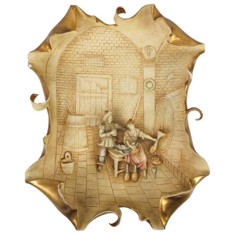 Antique Austrian Porcelain Wall Hanging Plaque (1 of 6)