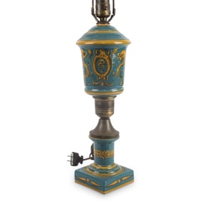 Italian Turquoise Glaze Porcelain Lamp