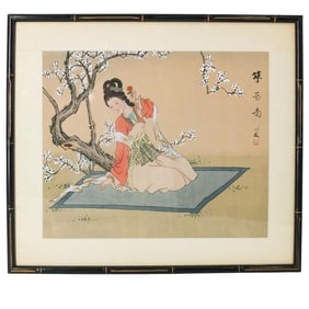 Vintage Japanese Silk Scroll Painting
