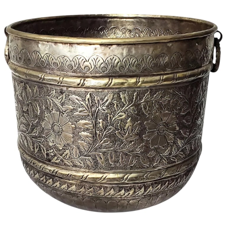Large Indian Brass Planter (1 of 3)