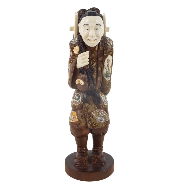 19th C. Japanese Carved Okimono Figurine (1 of 5)