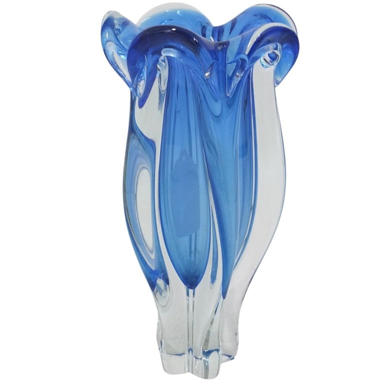 Vintage Murano Glass Vase: Vintage Murano Cut to Clear Glass Vase. Unsigned. Measures 11" x 4-3/4". Condition: Normal scuffs to the base. Estimate 50 - 150 Domestic shipping Third Party