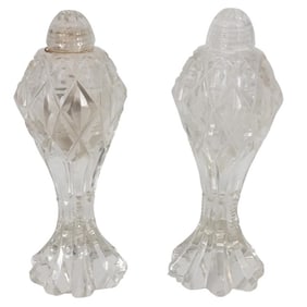 Pair of Vintage Brilliant Cut Glass Shakers