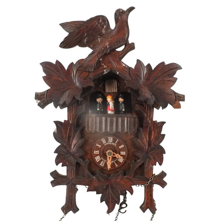 Vintage Schneider Wood Carved Cuckoo Clock (1 of 3)