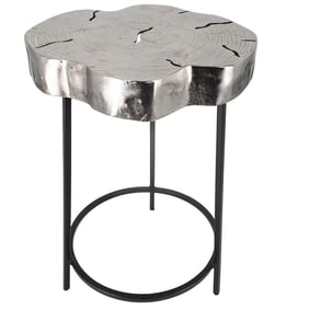 Contemporary Live Edge Style Metal Side Table