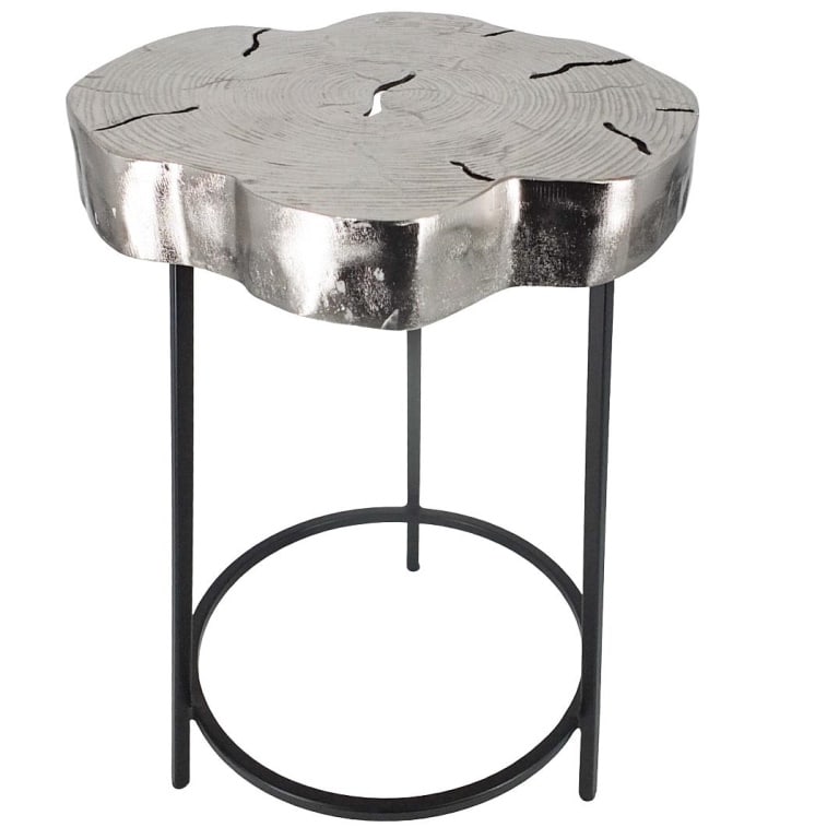Contemporary Live Edge Style Metal Side Table (1 of 3)