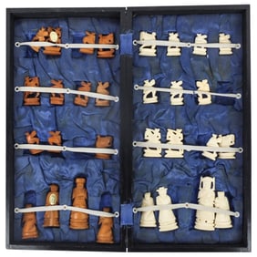 31 Pc. Chinese Carved Chess Set