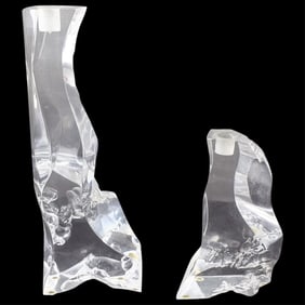 Pair of Modern Lucite Candle Sticks