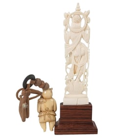 Grouping of Asian Carved Items