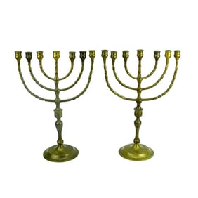 Pair of Large Menorahs / Candle Holders
