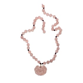 Chinese Rose Quartz and Amethyst Beaded Necklace