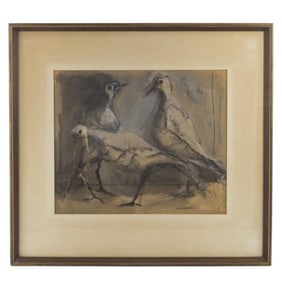 Mid Century Watercolor on Paper