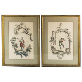 Pair of Chinese Hand Colored Engravings