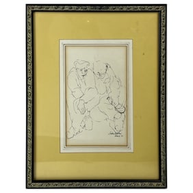 French School Drawing on Paper