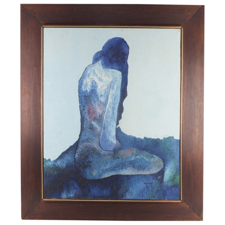 Nuria Amare (20th Century): Nuria Amare (20th Century) Oil on Canvas "Portrait of a Nude" Signed and Dated 1970 Lower Right. Measures 29-3/4" x 23-3/4". Frame measures 38-1/2" x 32-1/2". Condition: Good condition. Estimate 50 - 