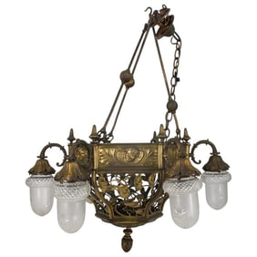 Antique French Empire Style Bronze Chandelier
