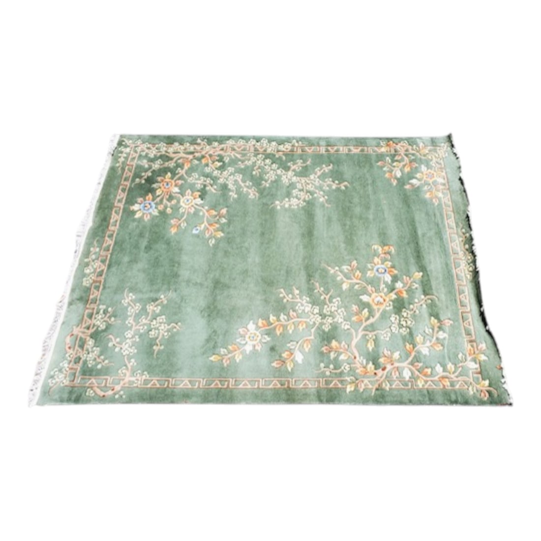 Circa 1920s Chinese Art Deco Wool Rug: Circa 1920s Chinese Art Deco Wool Rug. Measures 113" x 91-1/4". Condition: Good condition. Estimate 200 - 400 Domestic shipping Third party