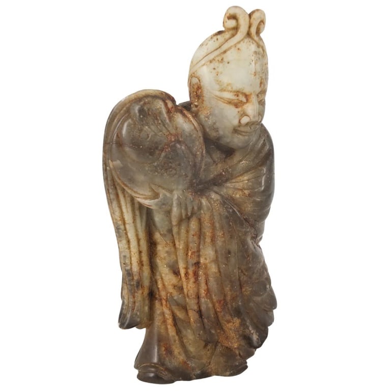 Early 20th C. Chinese Carved Jade Figurine: Early 20th Century Chinese Carved Jade Figurine. Measures 6-1/2" x 3". Condition: Good Condition Estimate 100 - 300 Domestic shipping Third Party