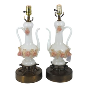 Pair of Attrib: Martinuzzi Glass Lamps