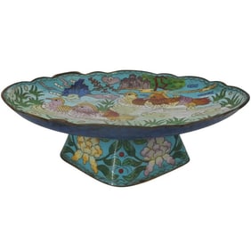 19th C. Chinese Cloisonné Pedestal Bowl