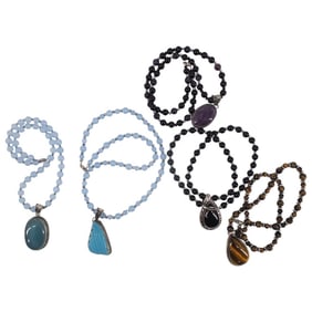 Grouping of Vintage Semi Precious Beaded Necklaces