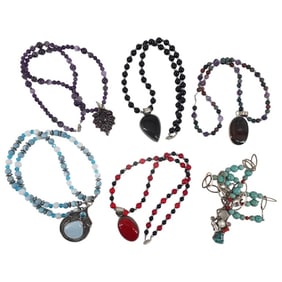 Grouping of Vintage Semi Precious Beaded Necklaces