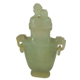 Early 20th C. Chinese Carved Jade Vase