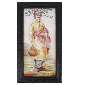 Vintage Persian Faience Porcelain Plaque