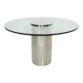 Attrib: Pace Chrome and Glass Dining Table
