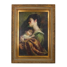 Gonzales Carbonell Oil on Canvas "Mother & Child"