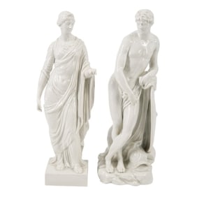 Pair Antique Blanc de Chine Classical Figurines