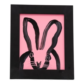 Attributed to Hunt Slonem Oil/Panel "Pink Bunny"
