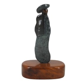 Guilloume Perez Patinated Bronze Figure "Thinking"