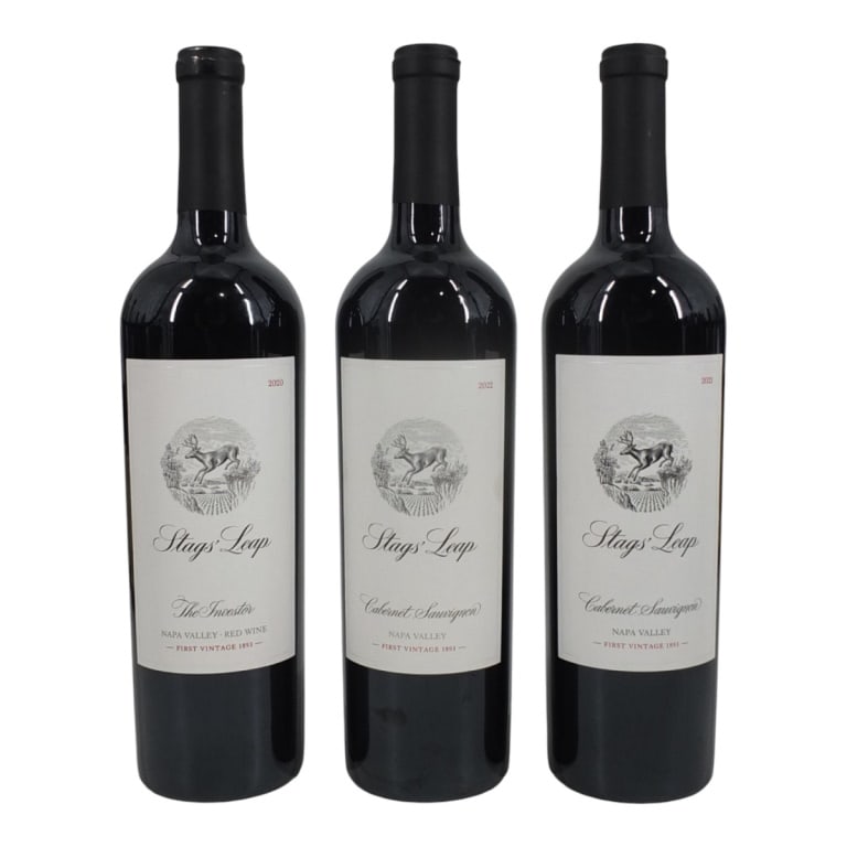 (3) Stag's Leap Napa Valley Red & Cabernet: (1) Stag's Leap, 2020, The Investor Napa Valley Red Wine, 750ml. (1) Stag's Leap 2021 Cabernet Sauvignon, 750 ml. (1) Stag's Leaps 2022 Cabernet Sauvignon, 750 ml Offered from a South Florida Private