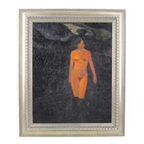 Attributed to: Arthur Bowen Davies Oil "Nude"