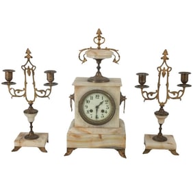 19th C. French Clock Garniture Set