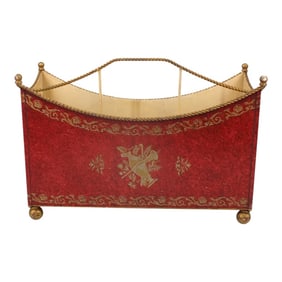 Vintage Italian Red Tole Magazine Rack