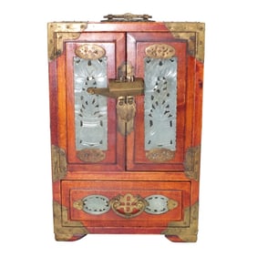Vintage Chinese Rosewood, Jade Jewelry Box