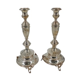 Pair 19C Austrian 800 Silver Judaica Candlesticks