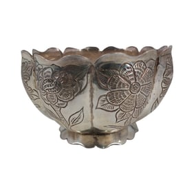 Antique Sterling Repousse Footed Bowl