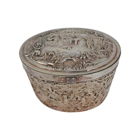 Vintage Sterling Repousse Tea Caddy or Biscuit Box