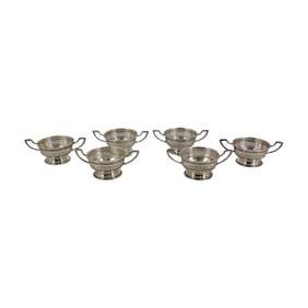 Set of 6 Sterling Reticulated Bouillon Cups