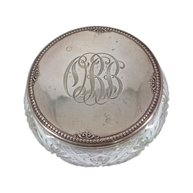 American Cut Glass & Sterling Powder Jar