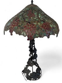 A Handel Leaded Glass Wisteria Table Lamp