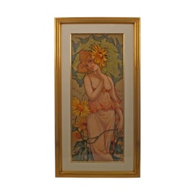 Mary Golay Art Nouveau Lithograph "Miss Sunflower"