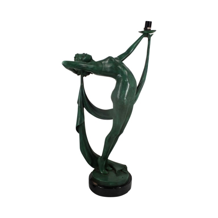 Art Deco Patinated Bronze Lamp "Dancer" (1 of 6)