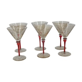 6 Vintage Hand-Blown "Rioja" Martini Glasses