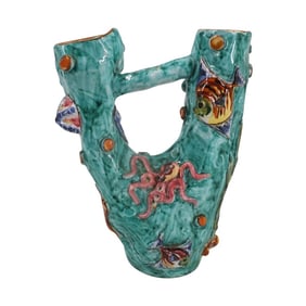 Italian Majolica Sea Life Form Ceramic Vase