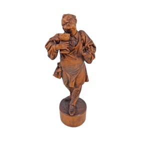Andreas Welzenbach Carved Wood Figural Sculpture