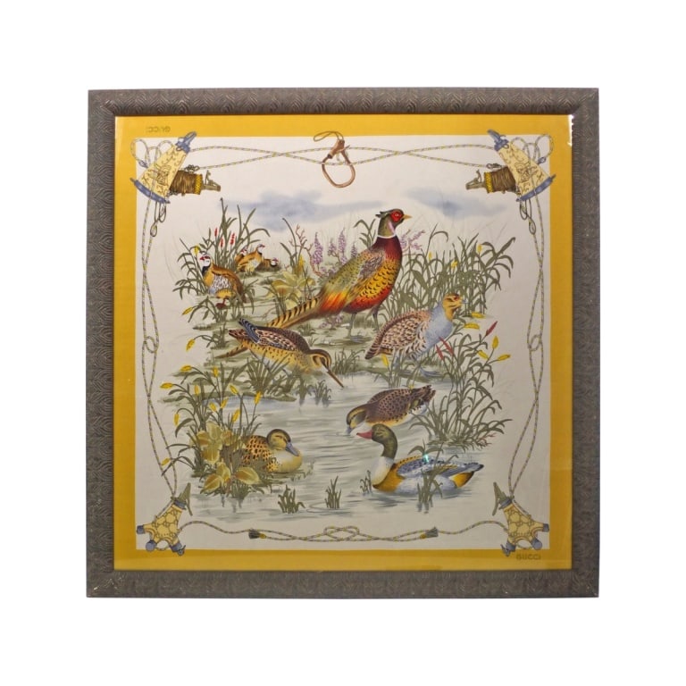 Gucci Scarf "Ducks & Pheasants", Framed (1 of 5)